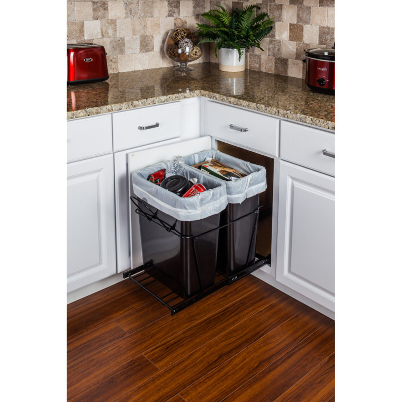 Hardware Resources Double Steel 8.75 Gallon Open Pull Out/Under Counter Trash Can Systems & Reviews